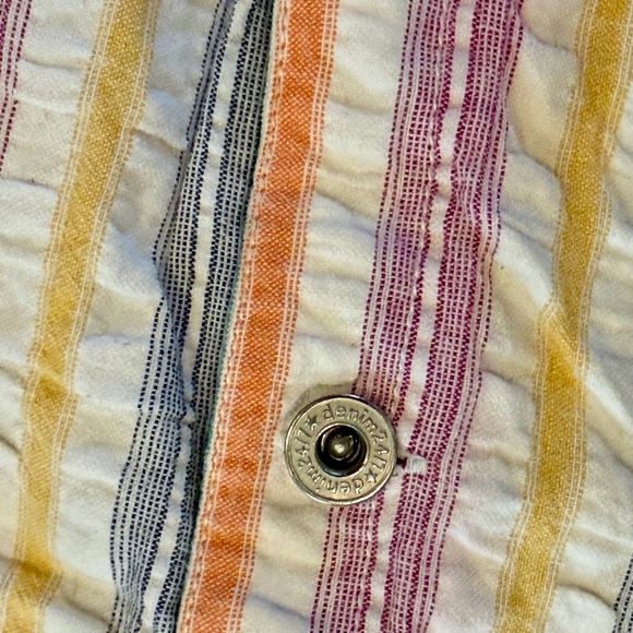 Denim 24/7 Y2K Pastel Stripe Western Button Down Crinkle Cotton Shirt Size 26W - Picture 4 of 9